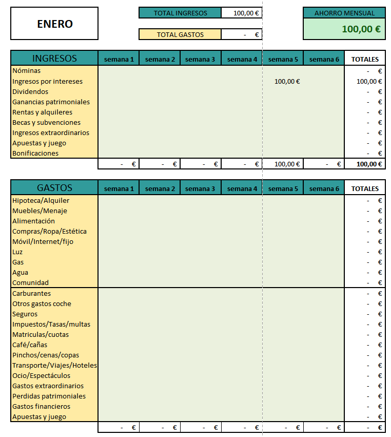 Plantilla excel economía doméstica GRATIS