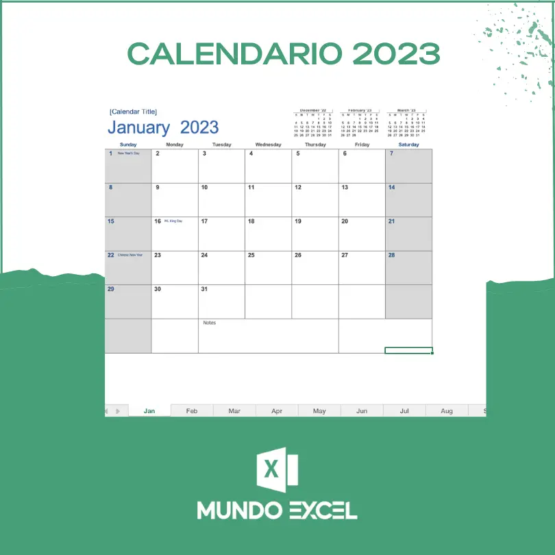 Plantilla Excel Calendario 2023 Descarga Gratis 1666