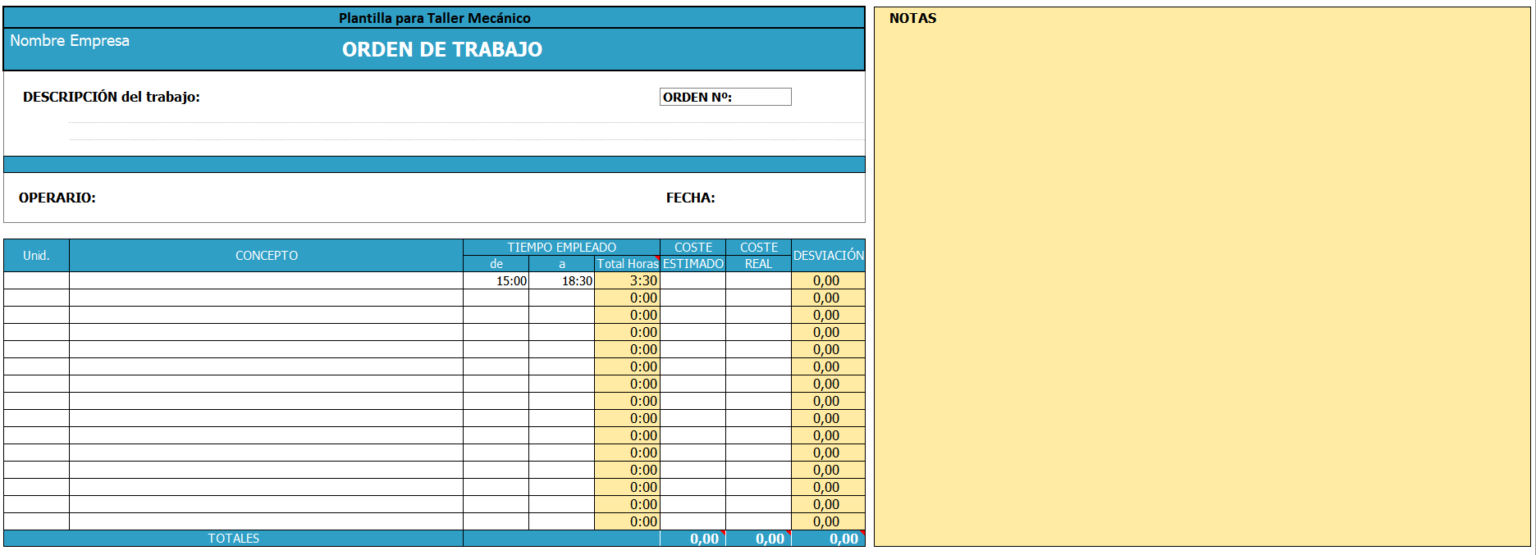 Plantilla Excel Taller Mecánico Gratis 6952