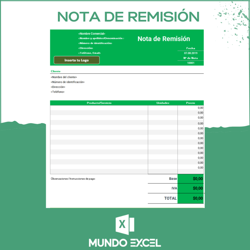 Plantilla Excel Nota De Remisión Gratis ️ 【2023】 8853