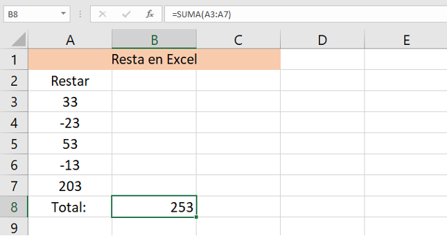 restar rango de celdas