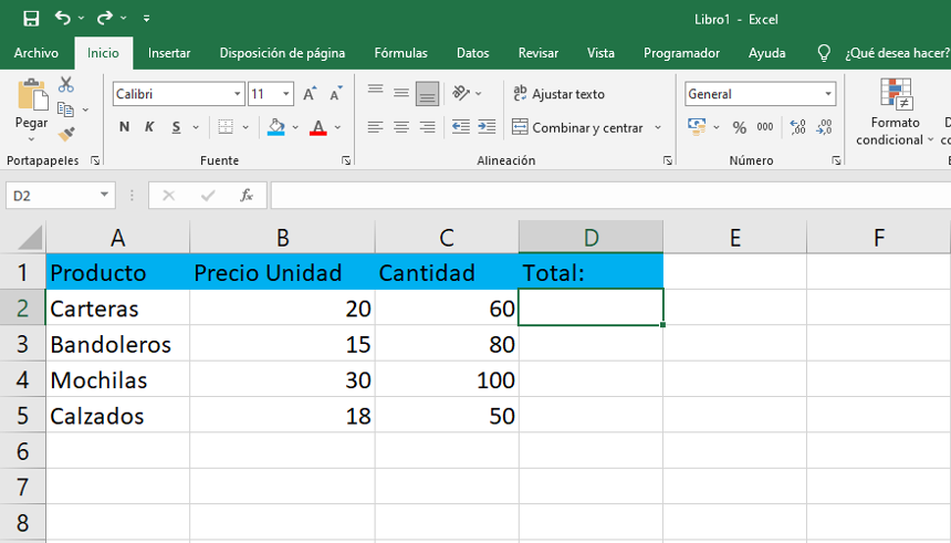 multiplicación referencia estructurada
