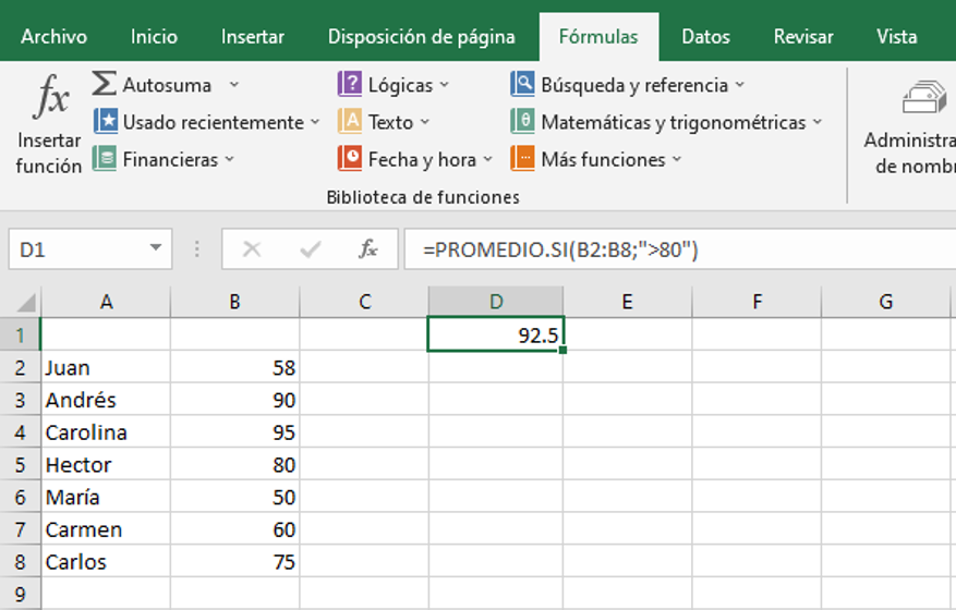 excel promedio si