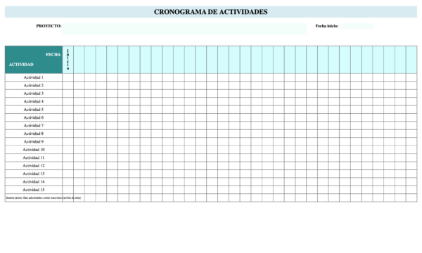 Cronograma Organización Y Plantilla Excel 1628