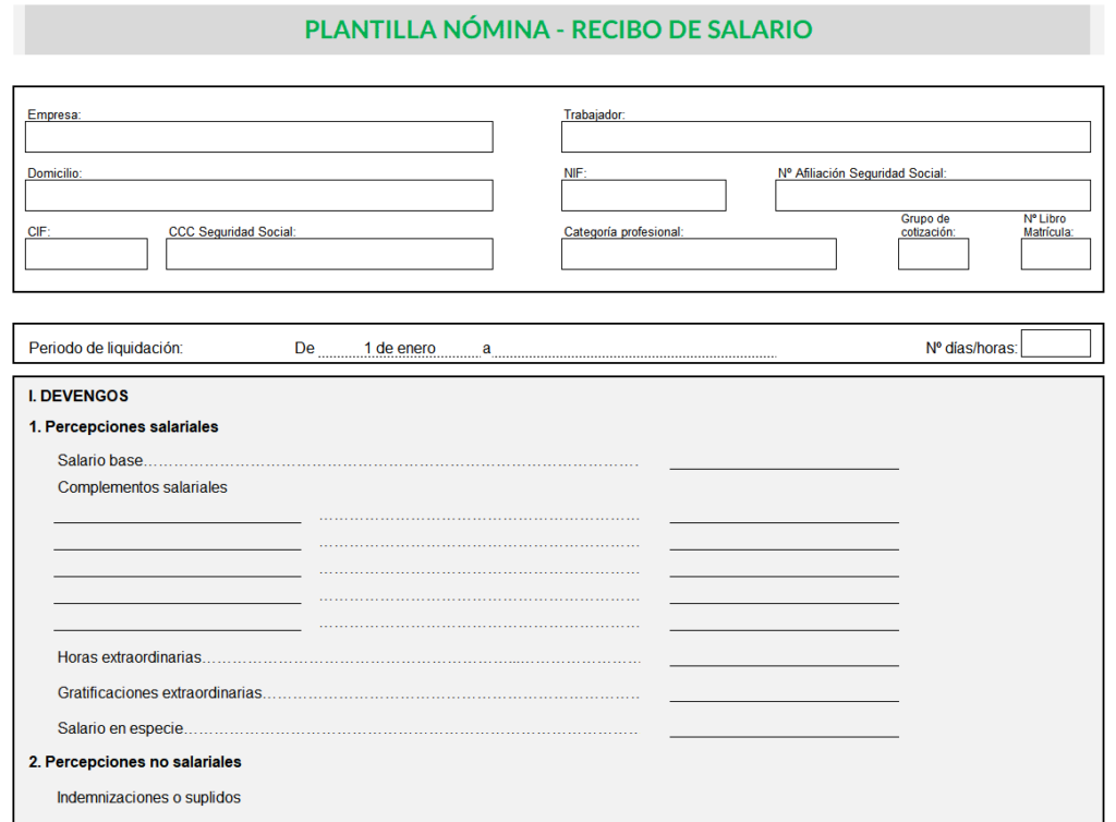 Plantilla Excel Nominas