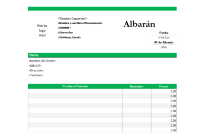 plantilla excel albarán