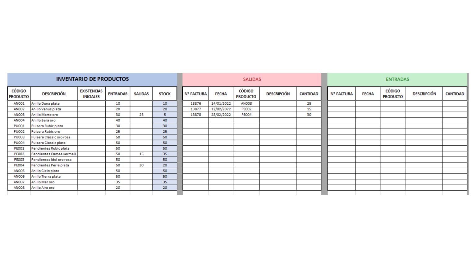 👉 Plantillas de Inventario en Excel Entradas y Salidas