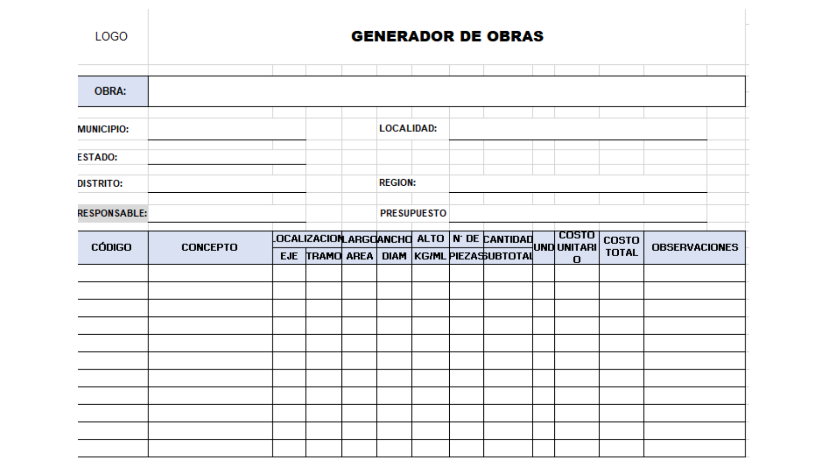 Generadores de Obras: Que son, para que sirven y Plantilla