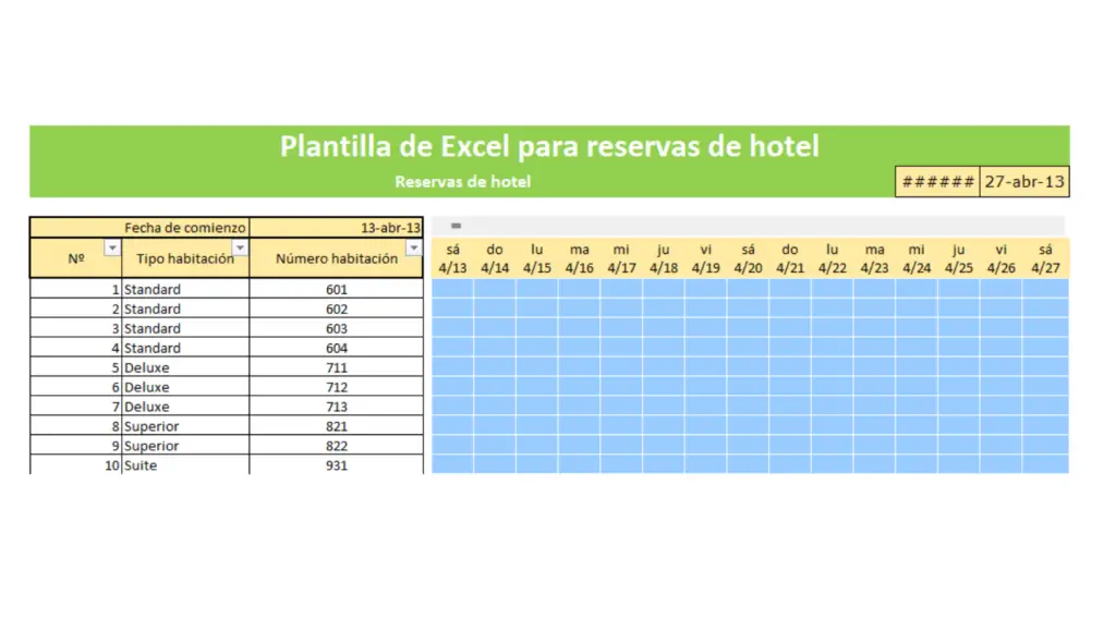 plantilla excel hoteles