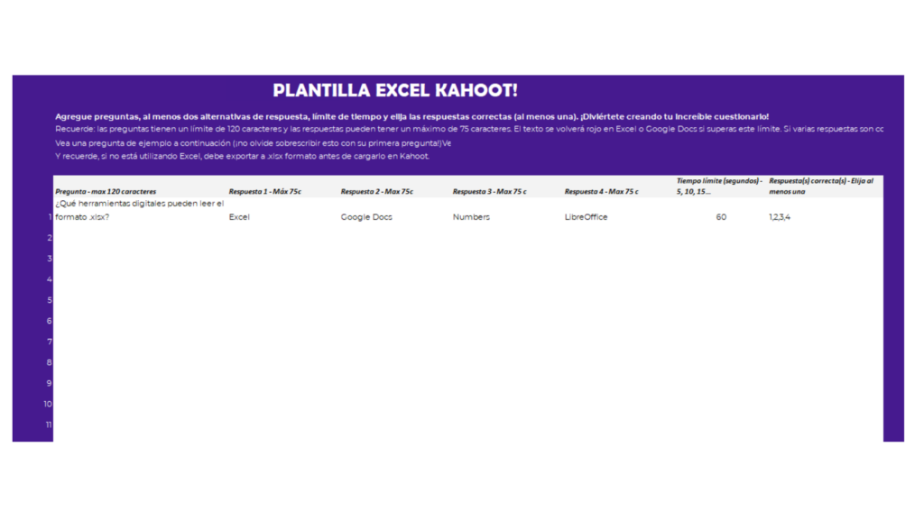 plantilla excel kahoot