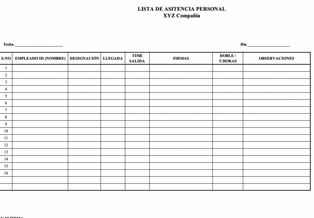 lista de asistencia excel