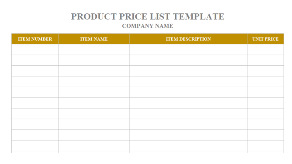 plantilla excel lista de precios