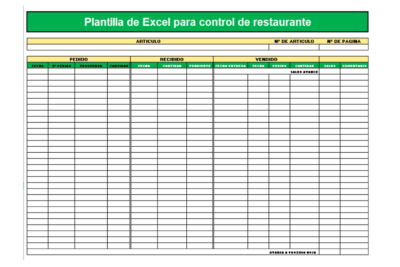 plantilla excel para restaurante