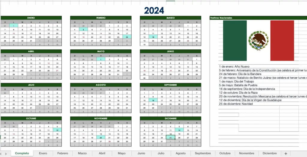 calendario 2024 mexico para descargar e imprimir