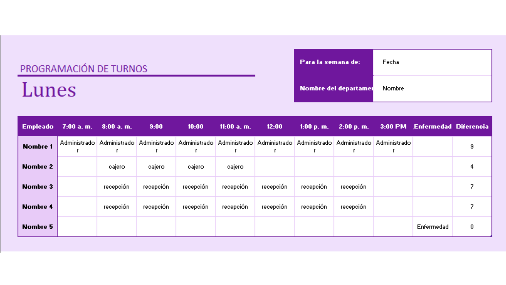 Plantilla Excel Para Turnos Rotativos